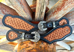 Jake Vance Small Two-Tone Black & Natural Spur Straps - Curved Petal Shell