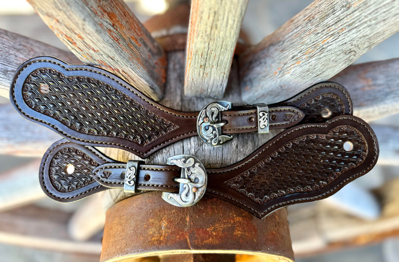 Jake Vance Small Chocolate Spur Straps - Curved Diamond