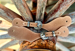 Jake Vance Large Roughout Spur Straps - Curved Fancy Buckles