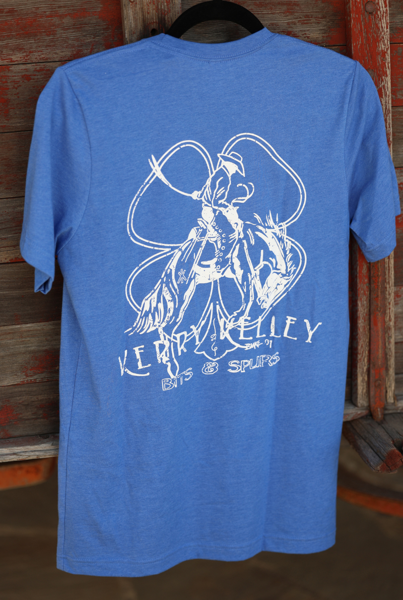 Blue Bucking Horse/Clover Logo T-Shirt